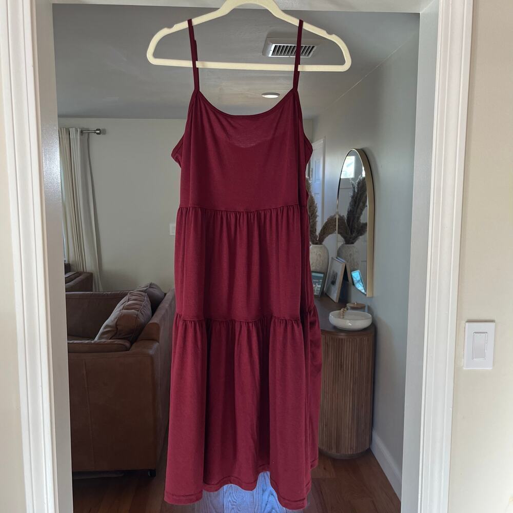 Ginkana Red Maxi Dress, 3 Tier, Large